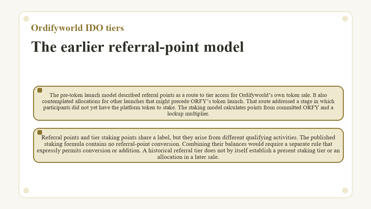 Illustration: Ordifyworld IDO tiers: The earlier referral-point model