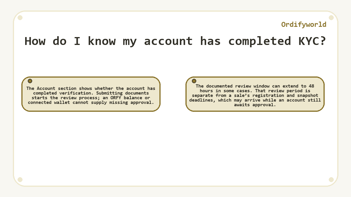 Ordifyworld: How do I know my account has completed KYC? - illustration